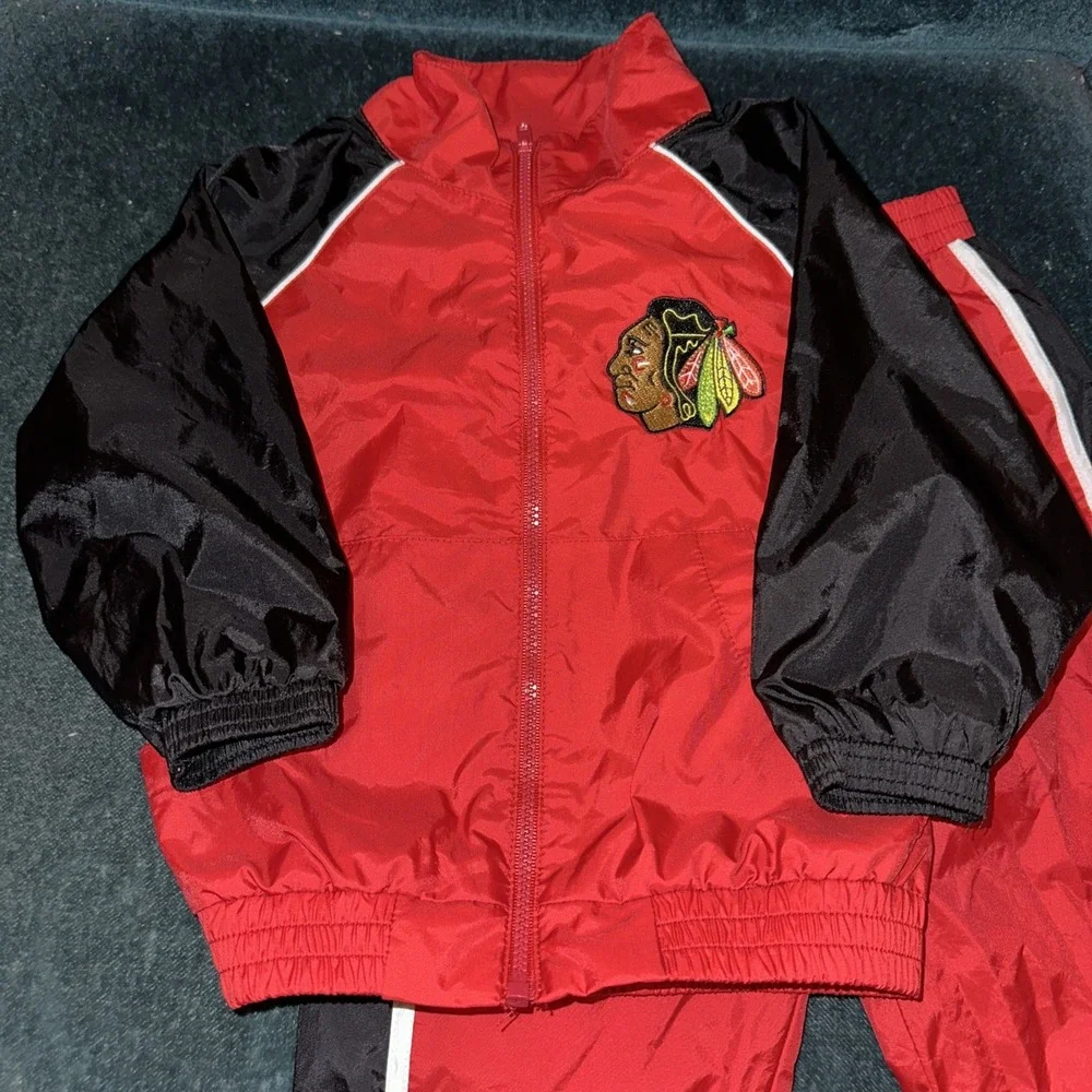 NHL Chicago Blackhawks Vintage Kid Athlete Tracksuit Sz 12months Pants& Jacket